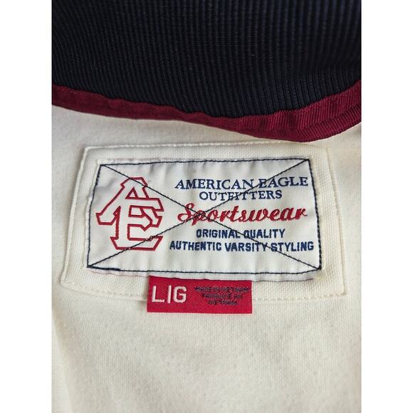 American Eagle Track Jacket Adult Large White Full Zip Pockets Embroidered Logo - Picture 6 of 7